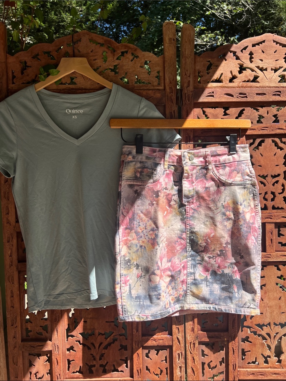 VENUS Reversible Pink Floral Denim Mini Skirt
